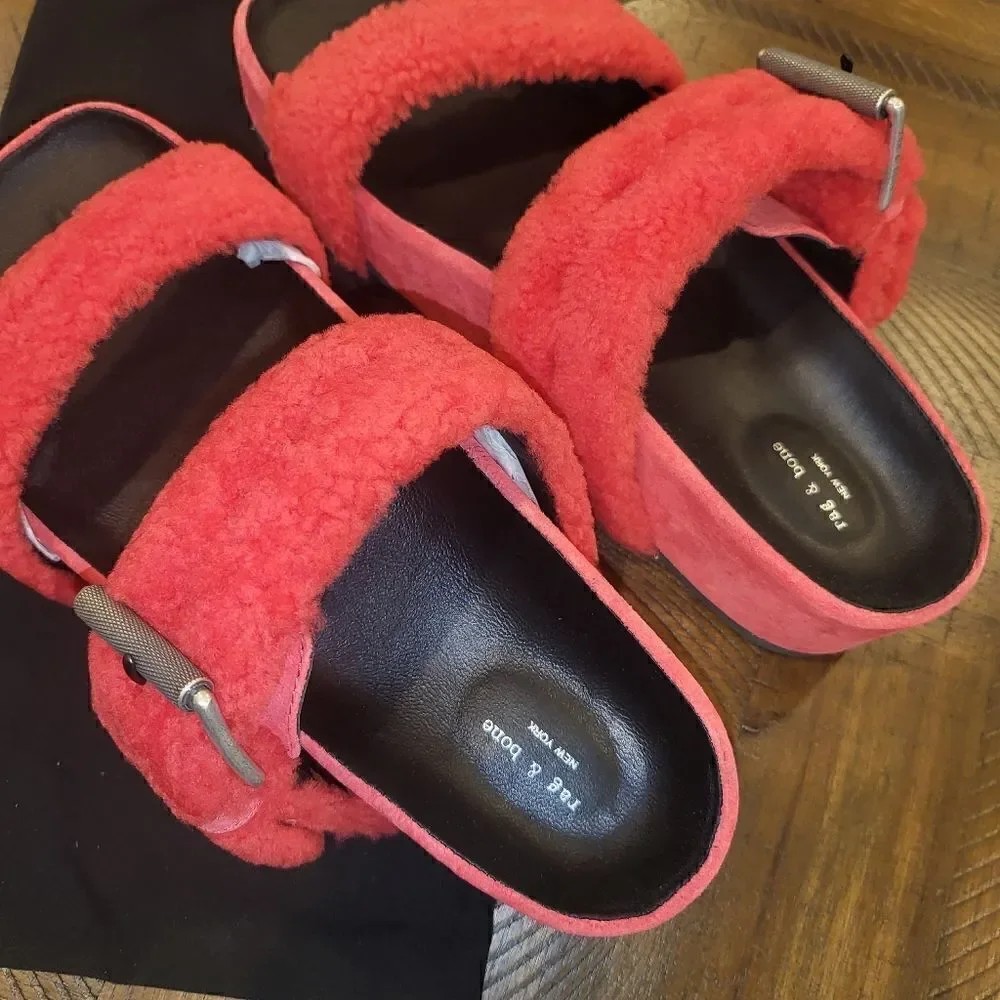 $395 MSRP rag & bone stacked platform sandals size 11 EU 41 red